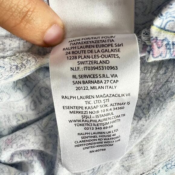 Lauren Ralph Lauren Pajama Shirt Women's Size Small Blue Button Up Collared - Picture 9 of 10